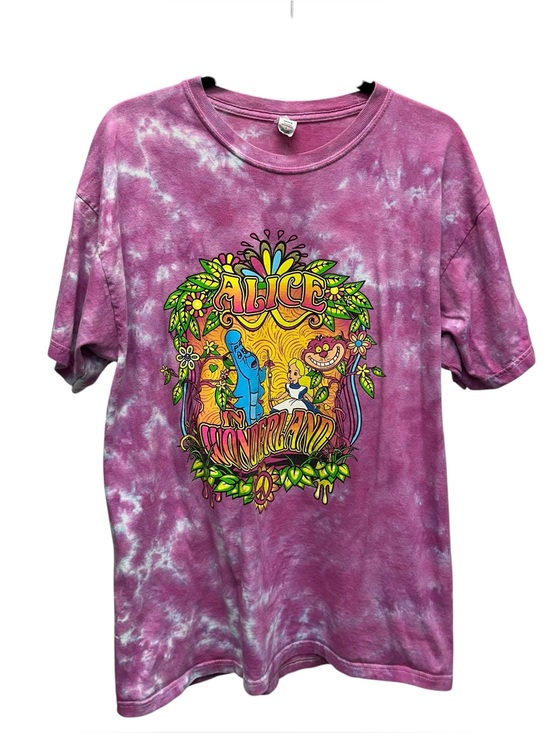 Tops - Alice in Wonderland pink tie dye tshirt Drink Me size large unisex